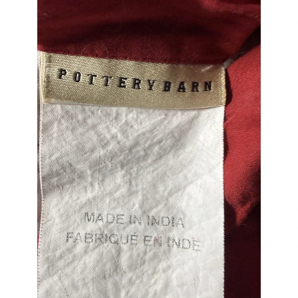 Pottery Barn Georgia Shams Set Red Quilted‎ Paisley Floral Standard